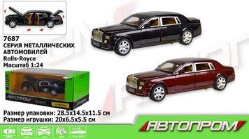 Машинка Автопром 1:24, "Rolls-Royce Phantom", звук.,світло., метал., арт.7687 7687 фото