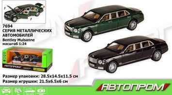 Машинка Автопром 1:24, "Bentley Mulsanne", звук.,світло, метал, арт.7694 7694 фото