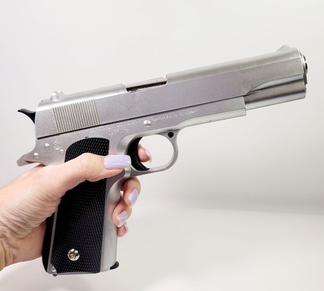 Пістолет металевий сріблястий у коробці 1911А 1911А фото