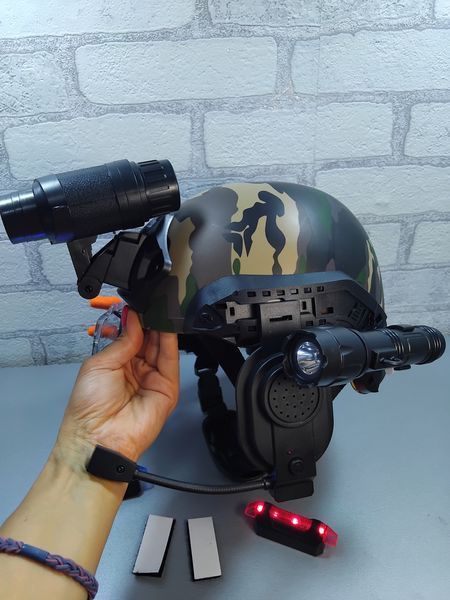 Ігровий набір - Шолом запускач, ліхтарик, лазер, мікрофон і динамік, бінокль, підсвічування YC-M14B фото